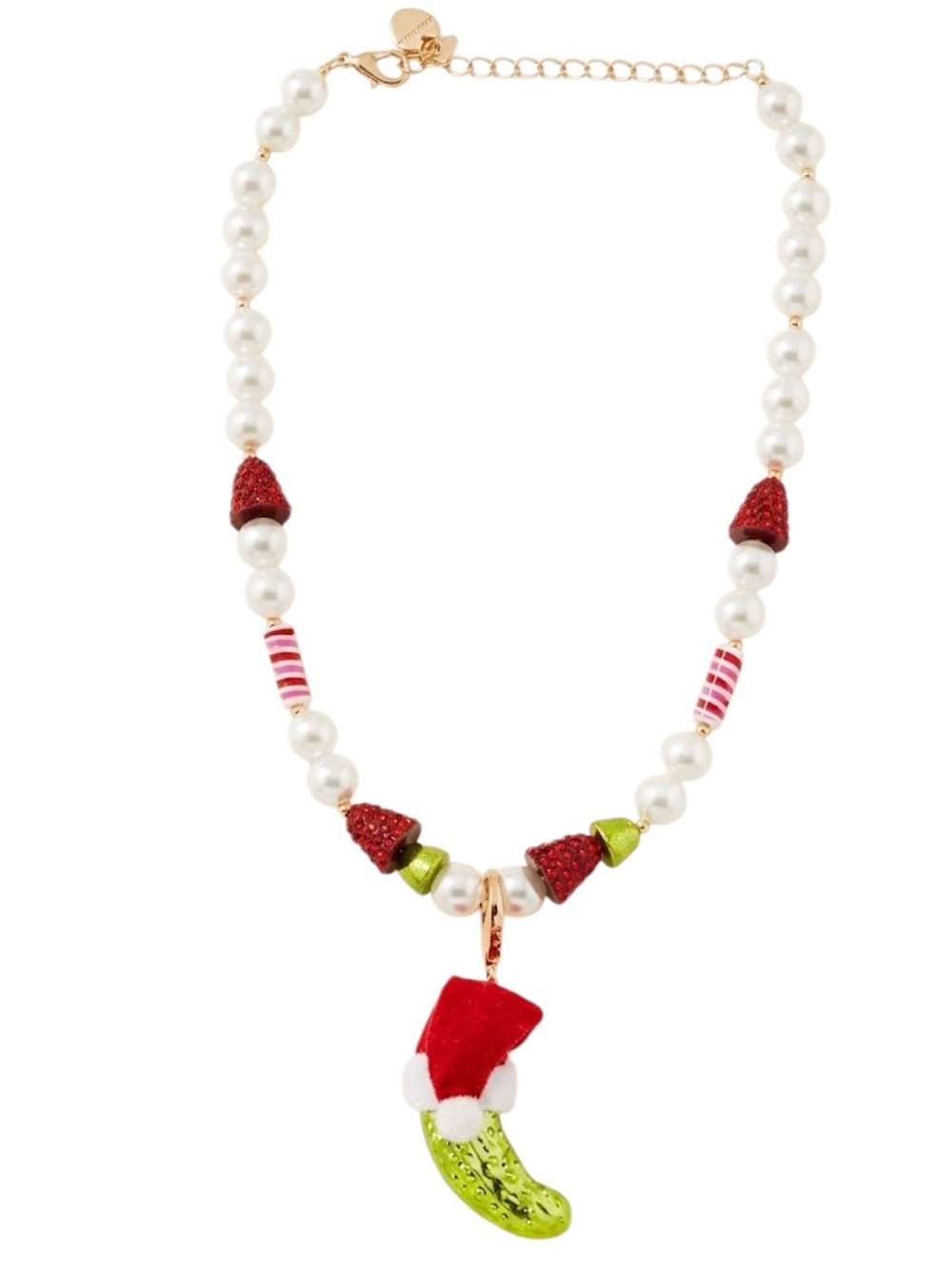 Betsey Johnson Holiday Pickle Beaded Necklace (NWT)